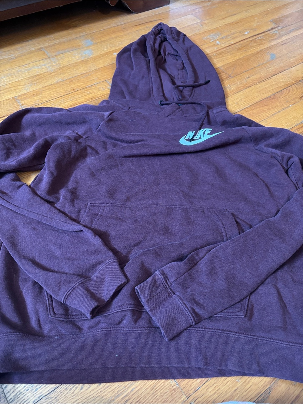 Nike Women's Maroon Hoodie with Teal Swoosh